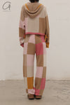 YANYAN KNITS plaid color block sweatpants YYK-YYW23-0182-GW plaid
